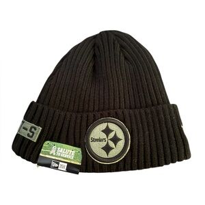 Authentic NWT Pittsburgh Steelers Black Salute To Service New Era Knit Beanie